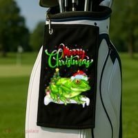Tree Frog Animal Lover Xmas Lighting Tree Frog Christmas Golf Towel thumb 2