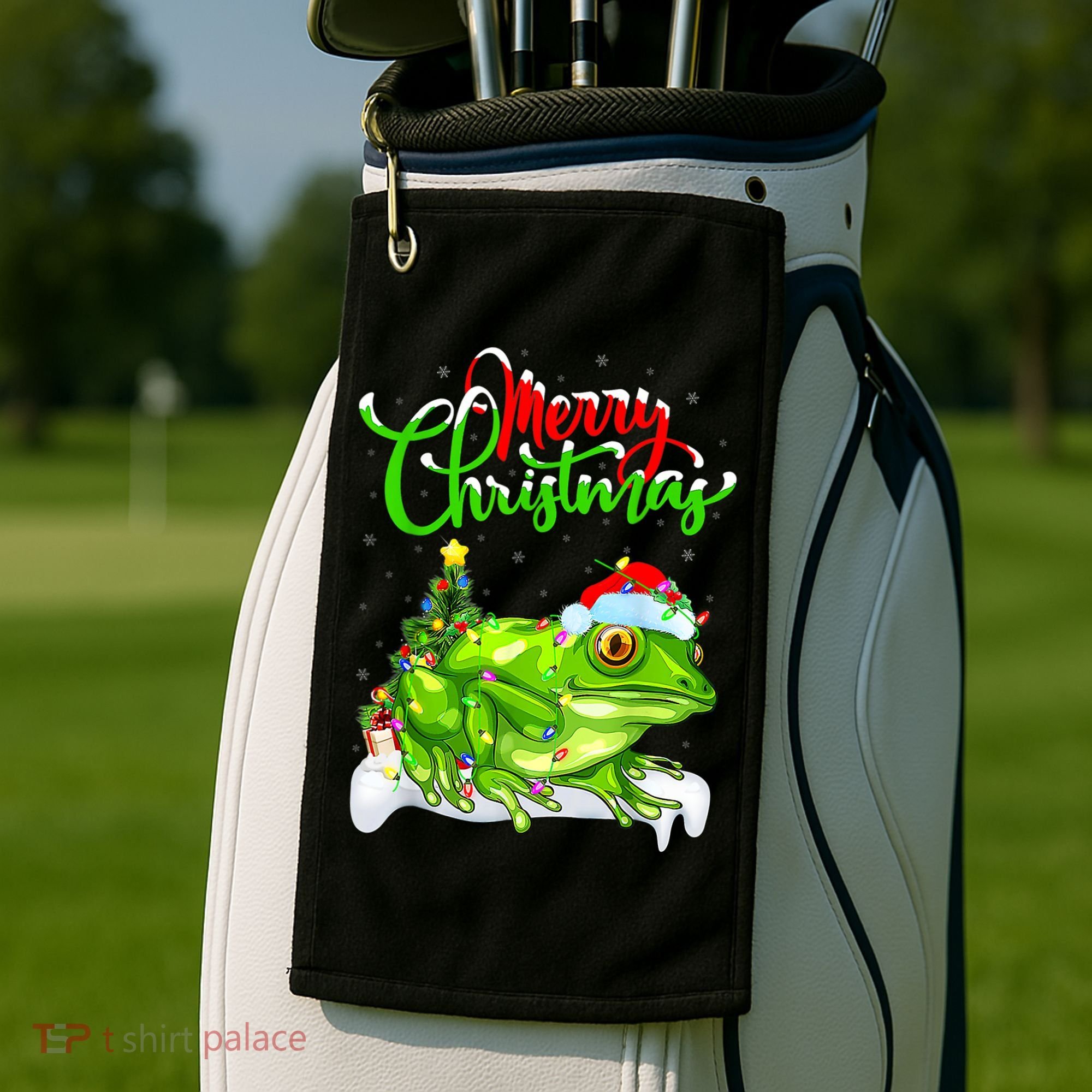 Tree Frog Animal Lover Xmas Lighting Tree Frog Christmas Golf Towel