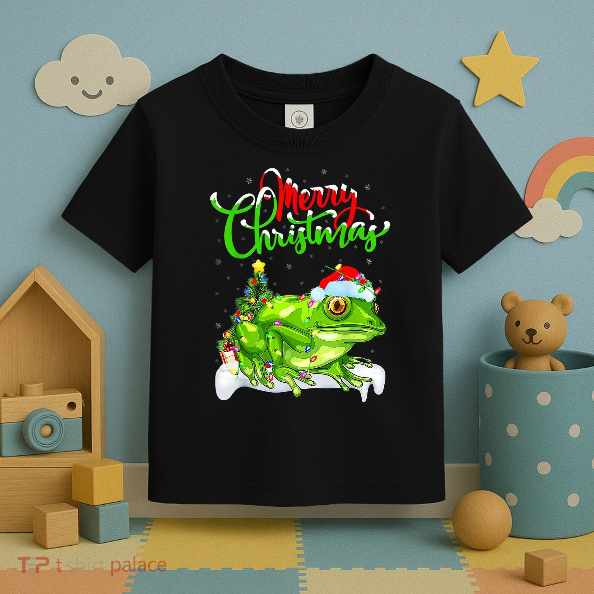 Tree Frog Animal Lover Xmas Lighting Tree Frog Christmas Toddler T-Shirt