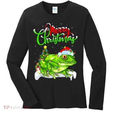 Tree Frog Animal Lover Xmas Lighting Tree Frog Christmas Women's Long Sleeve Shirt
