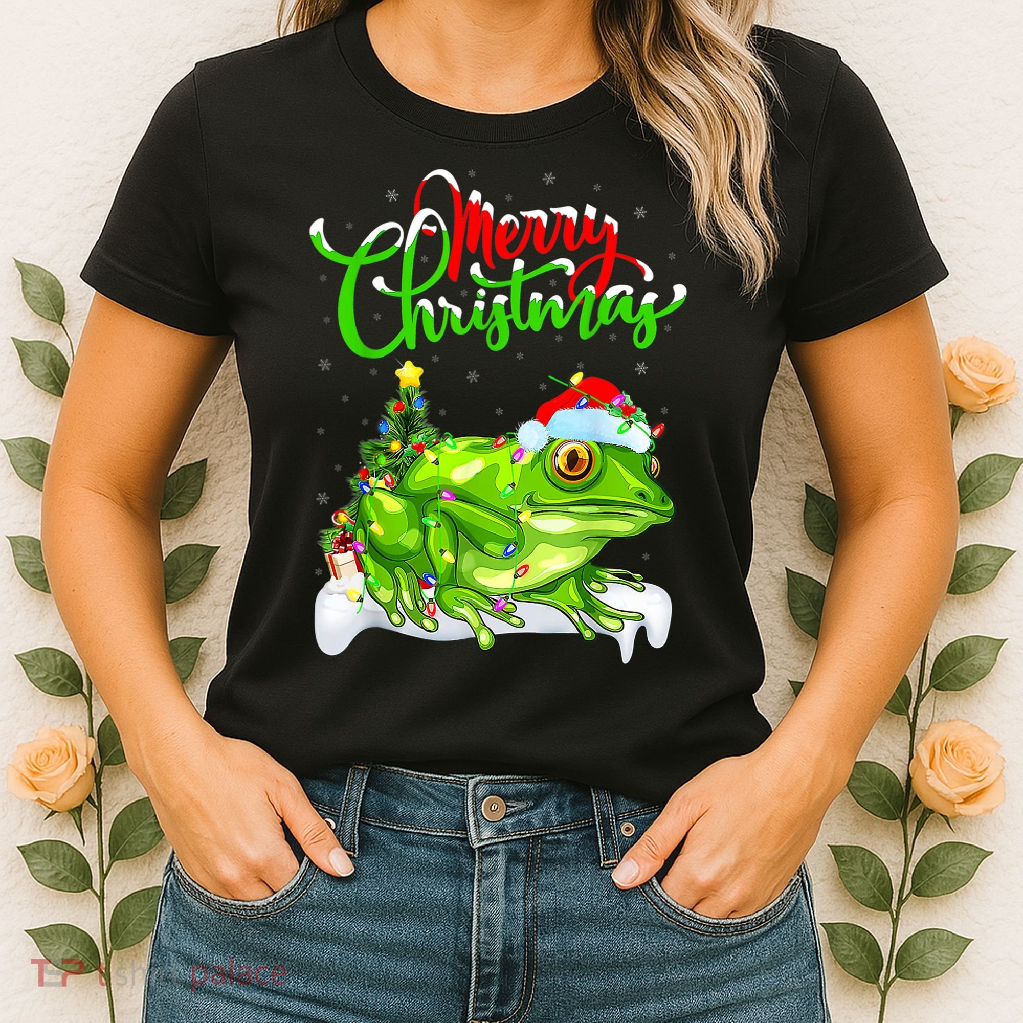 Tree Frog Animal Lover Xmas Lighting Tree Frog Christmas Women's T-Shirt