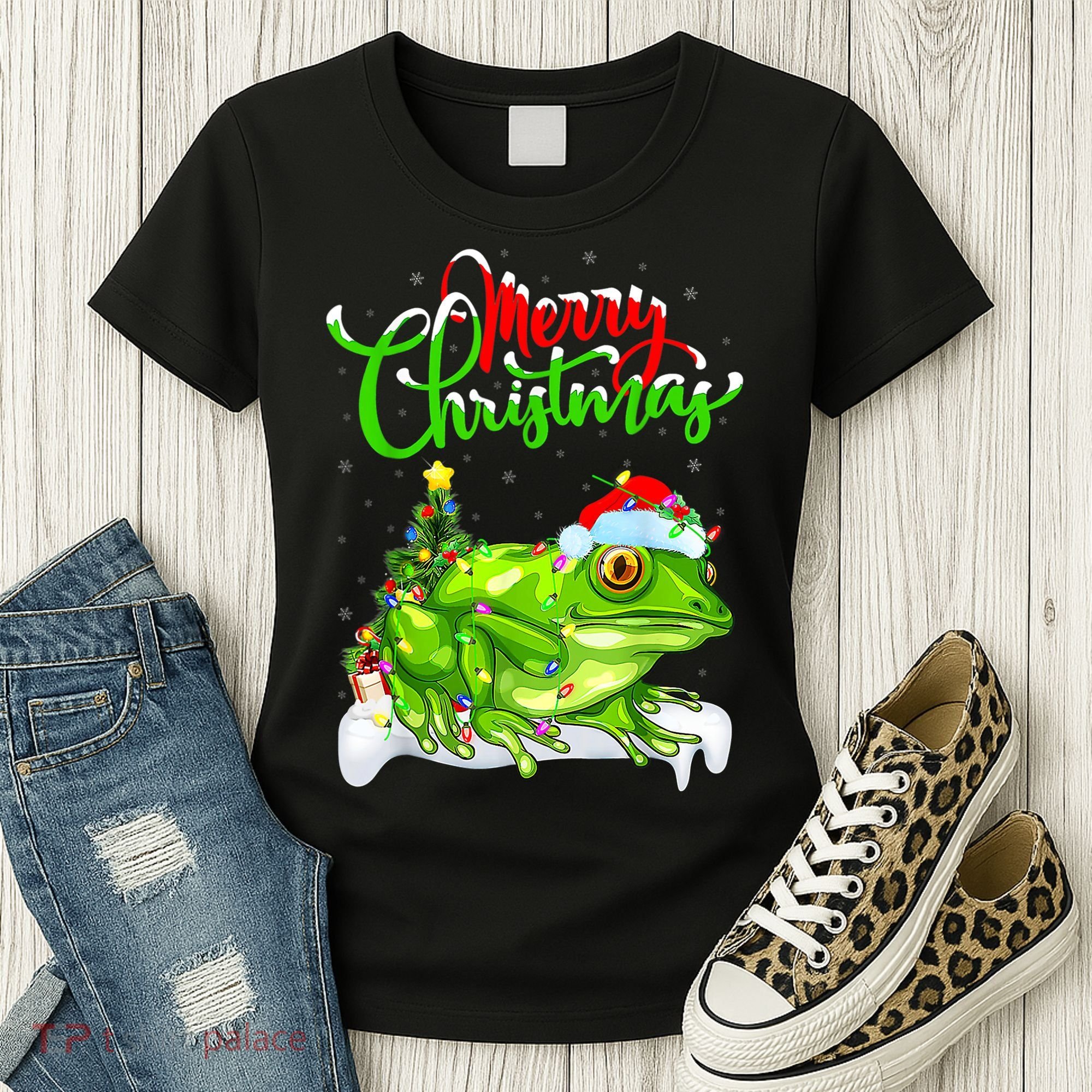 Tree Frog Animal Lover Xmas Lighting Tree Frog Christmas Women's T-Shirt