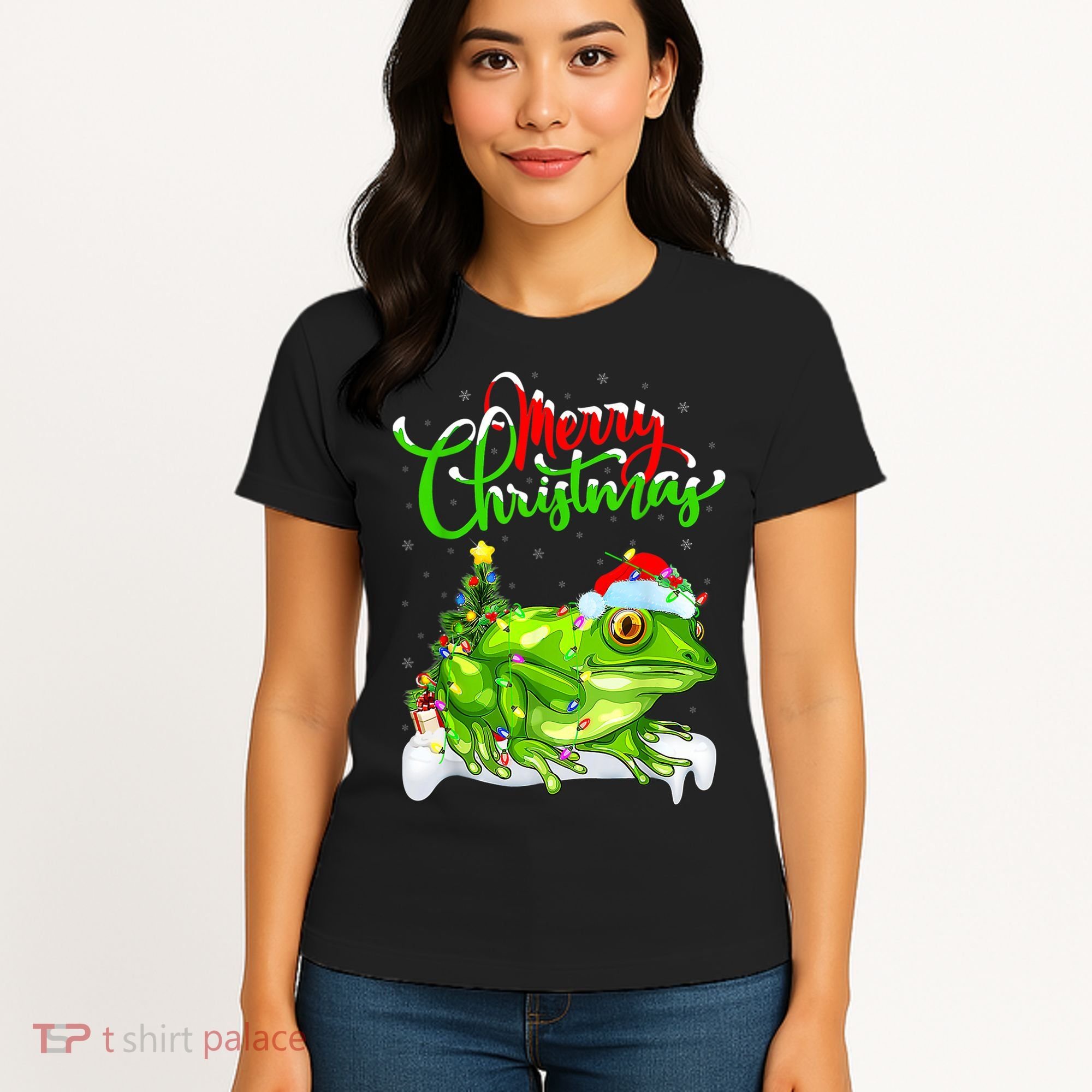 Tree Frog Animal Lover Xmas Lighting Tree Frog Christmas Women's T-Shirt