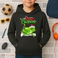 Tree Frog Animal Lover Xmas Lighting Tree Frog Christmas Kids Hoodie thumb 2