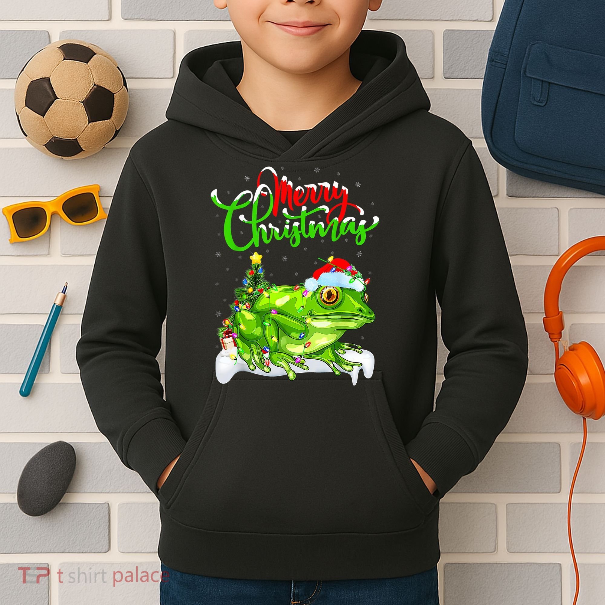 Tree Frog Animal Lover Xmas Lighting Tree Frog Christmas Kids Hoodie
