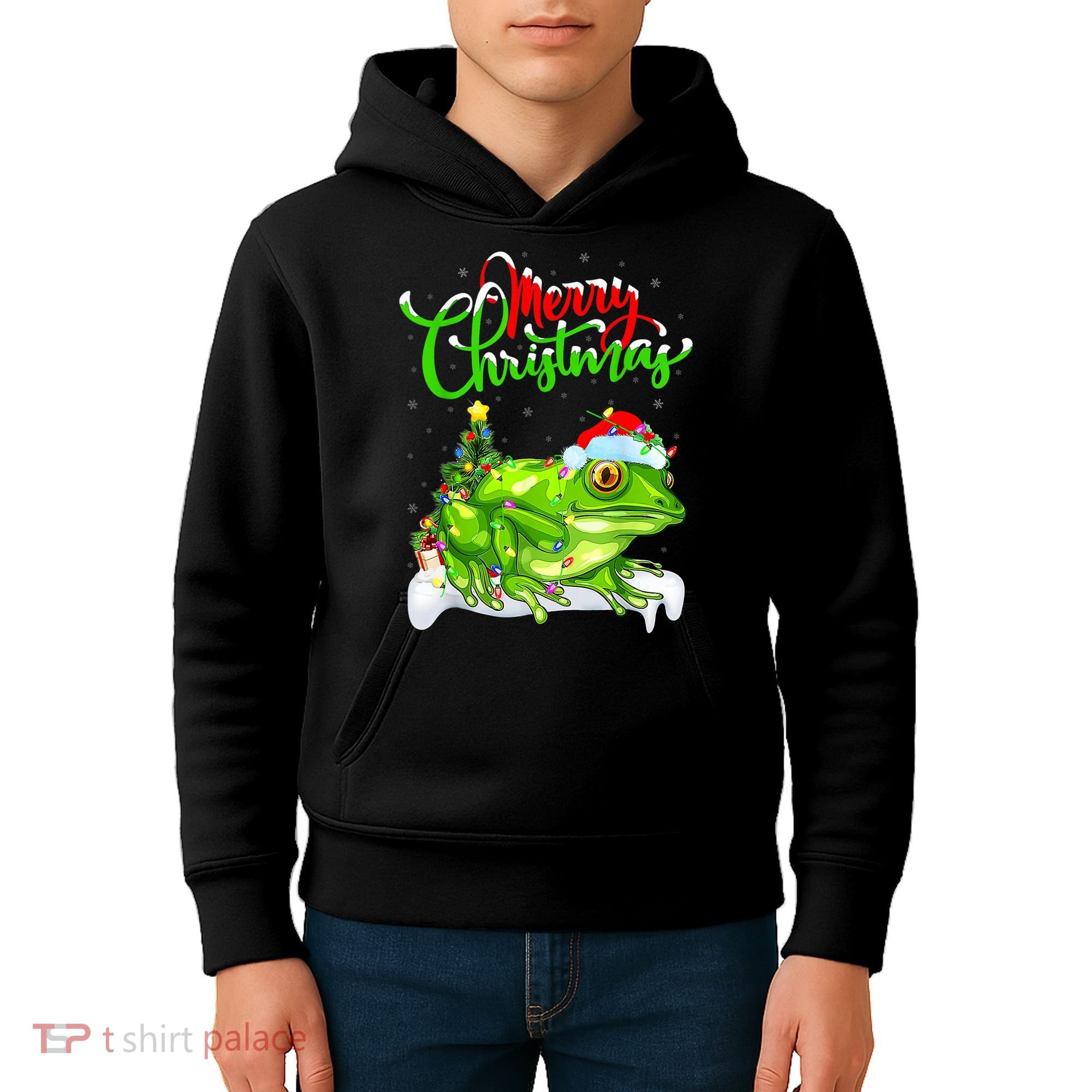 Tree Frog Animal Lover Xmas Lighting Tree Frog Christmas Kids Hoodie