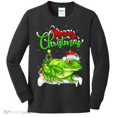 Tree Frog Animal Lover Xmas Lighting Tree Frog Christmas Kids Long Sleeve Shirt
