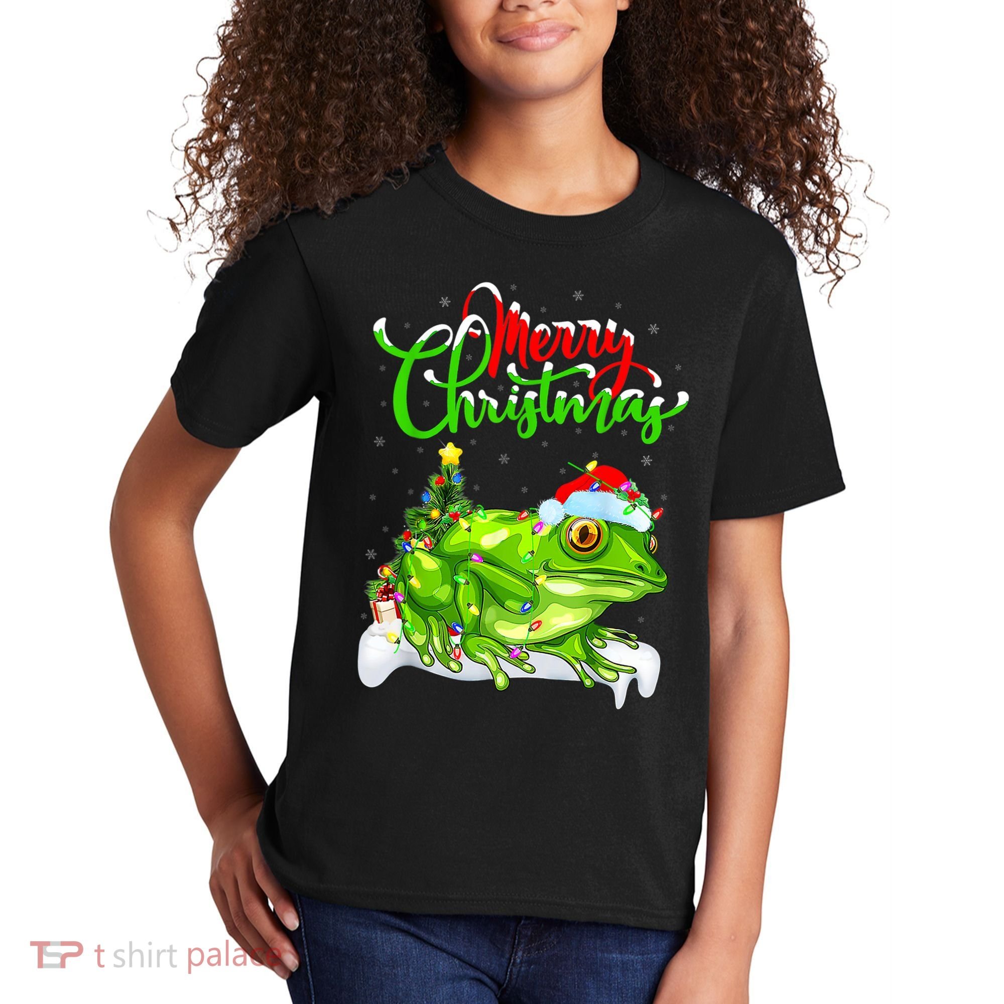 Tree Frog Animal Lover Xmas Lighting Tree Frog Christmas Kids T-Shirt