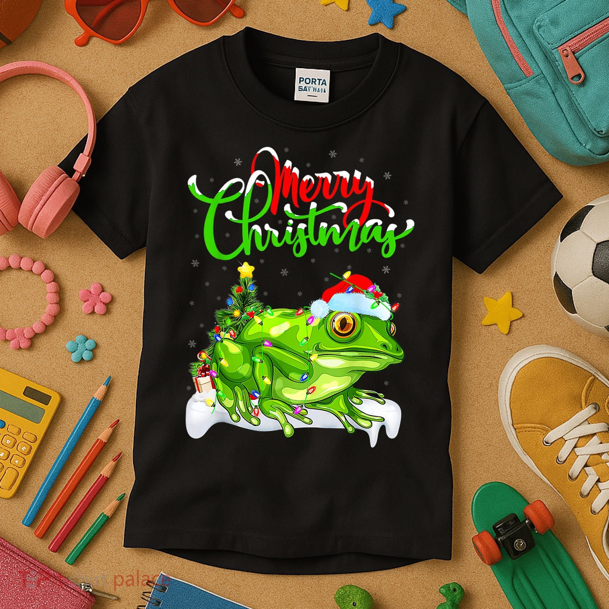 Tree Frog Animal Lover Xmas Lighting Tree Frog Christmas Kids T-Shirt