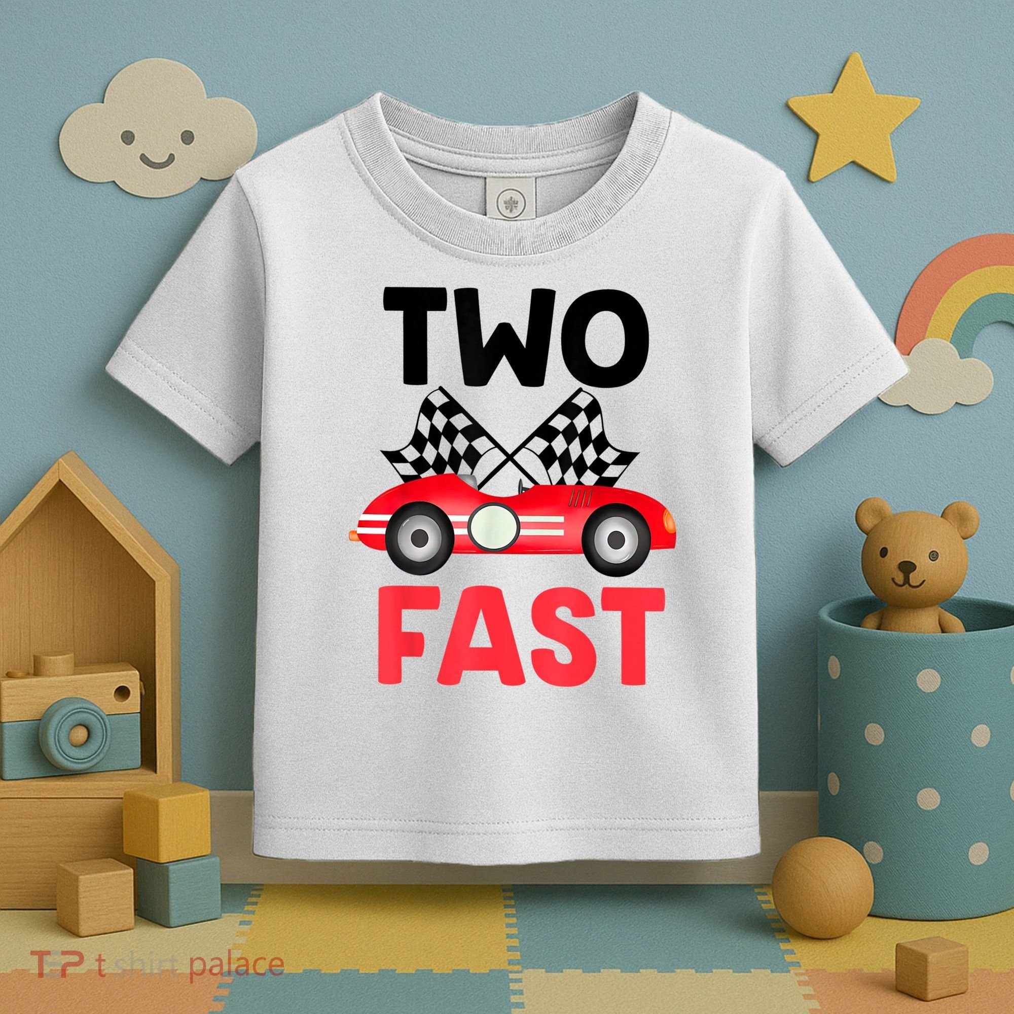 Two Fast Birthday Shirt 2 Fast 2 Curious Decorations 2nd Toddler T-Shirt