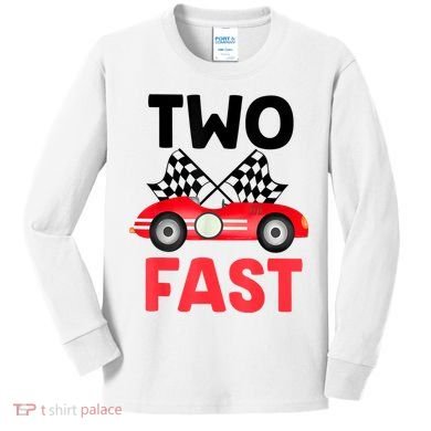 Two Fast Birthday Shirt 2 Fast 2 Curious Decorations 2nd Kids Long Sleeve Shirt