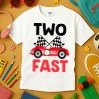 Two Fast Birthday Shirt 2 Fast 2 Curious Decorations 2nd Kids T-Shirt thumb 3