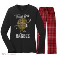 Time For Bagels Breakfast Food Women's Long Sleeve Flannel Pajama Set  thumb 0