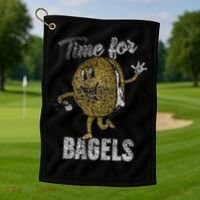 Time For Bagels Breakfast Food Golf Towel thumb 1