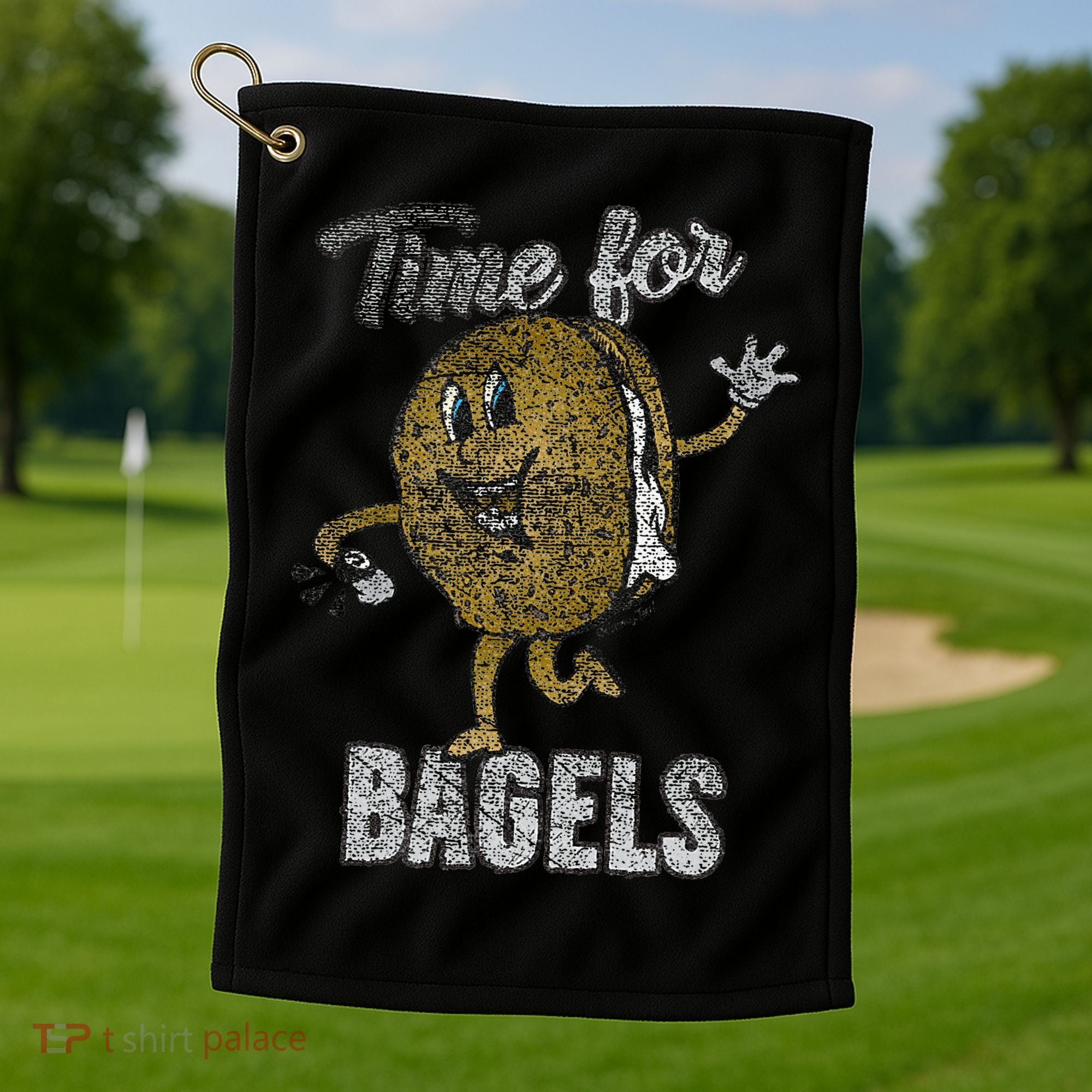 Time For Bagels Breakfast Food Golf Towel