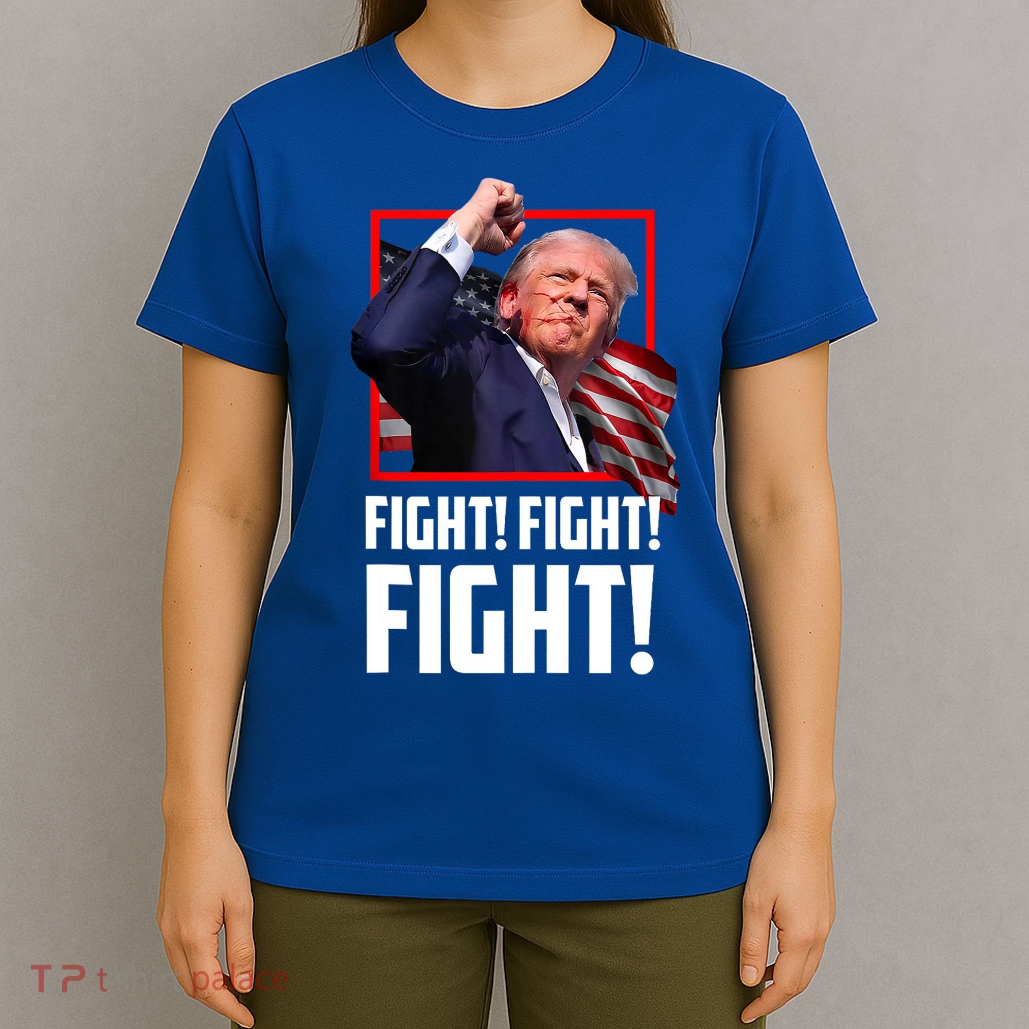 Trump Face Blood Fight Fight Fight Shot Assassination Attempt 2024 T-Shirt