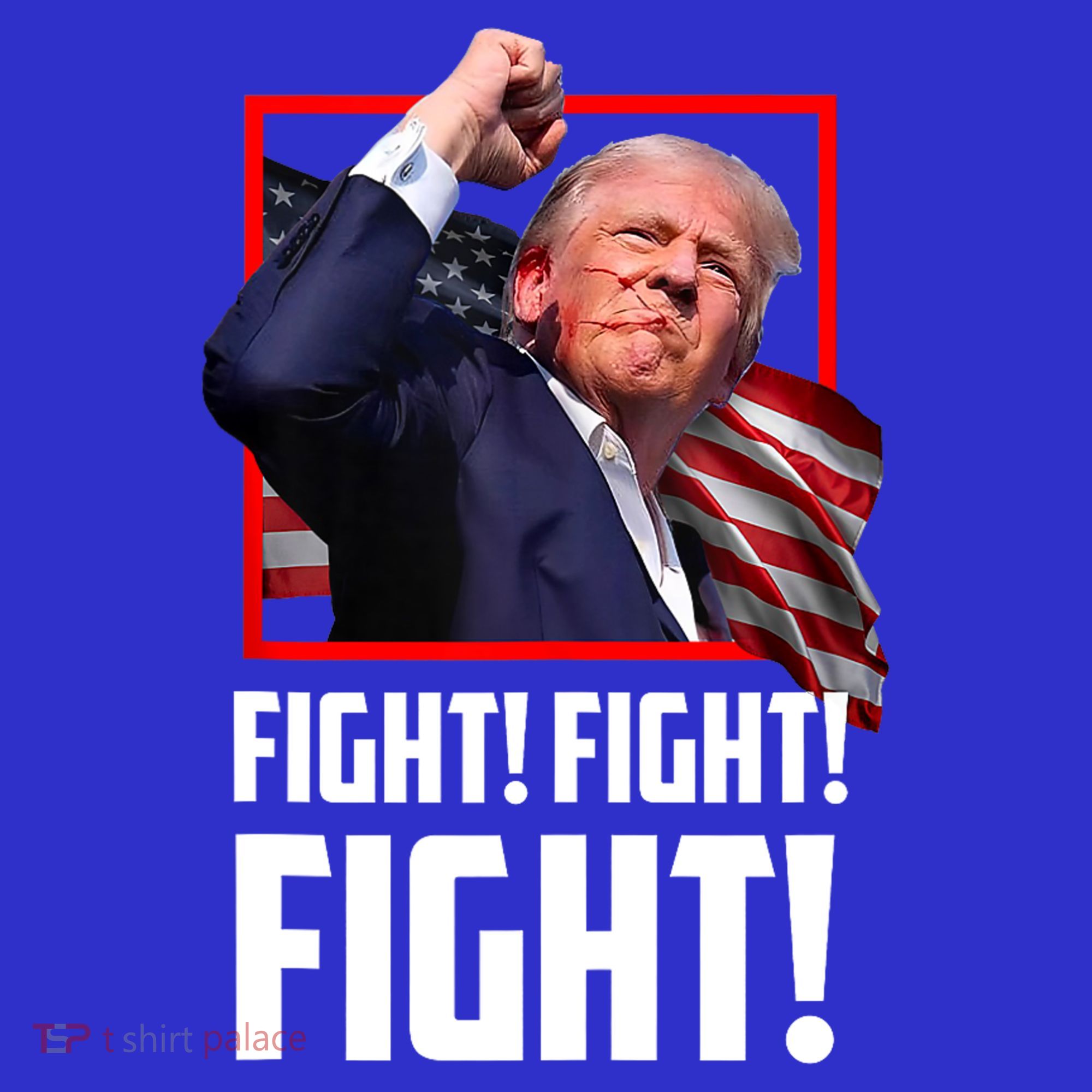 Trump Face Blood Fight Fight Fight Shot Assassination Attempt 2024 T-Shirt