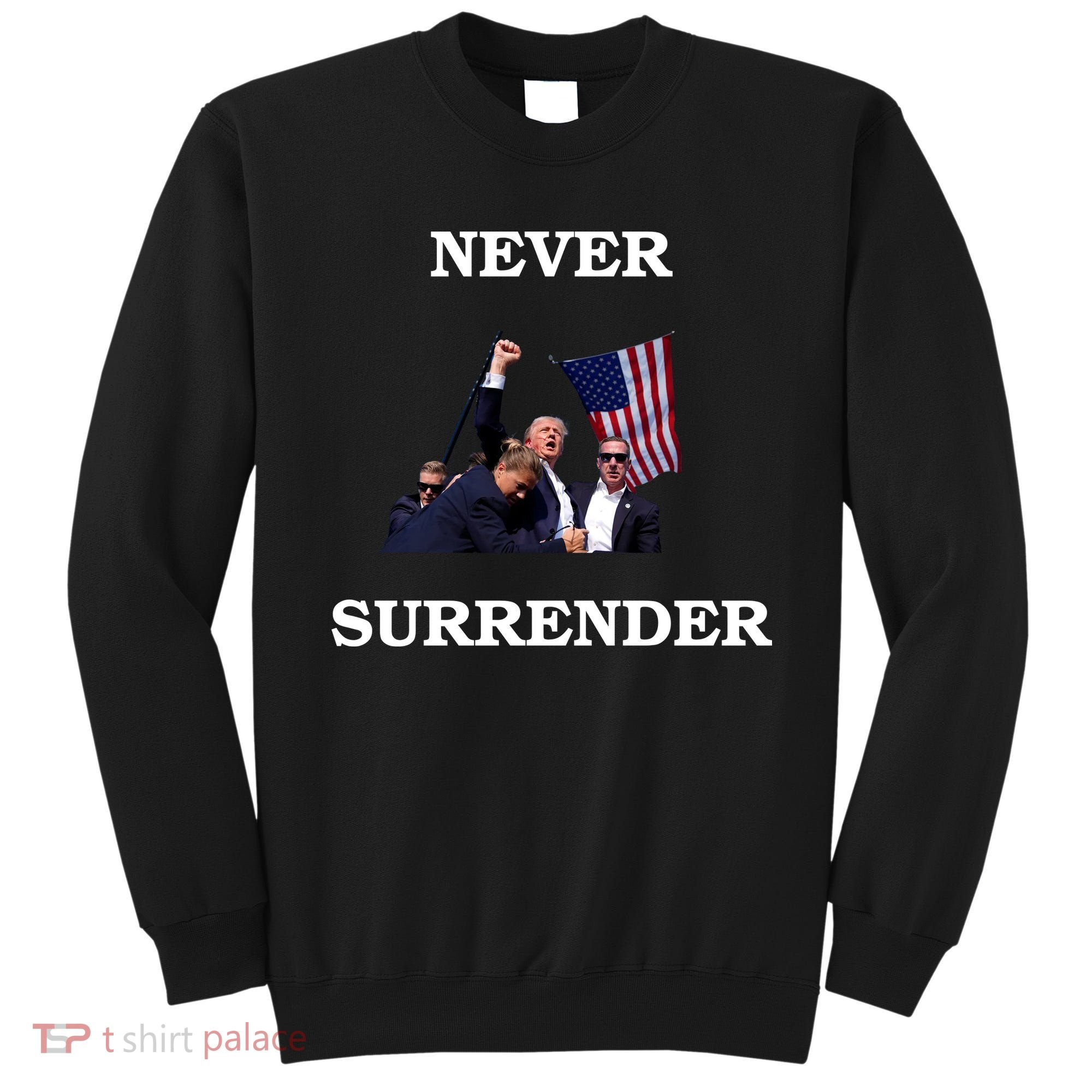 Trump Fist Bump In Air Never Surrender 2024 Sweatshirt