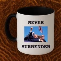 Trump Fist Bump In Air Never Surrender 2024 Coffee Mug thumb 2