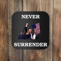 Trump Fist Bump In Air Never Surrender 2024 Coaster thumb 0