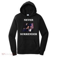 Trump Fist Bump In Air Never Surrender 2024 Women's Hoodie thumb 0