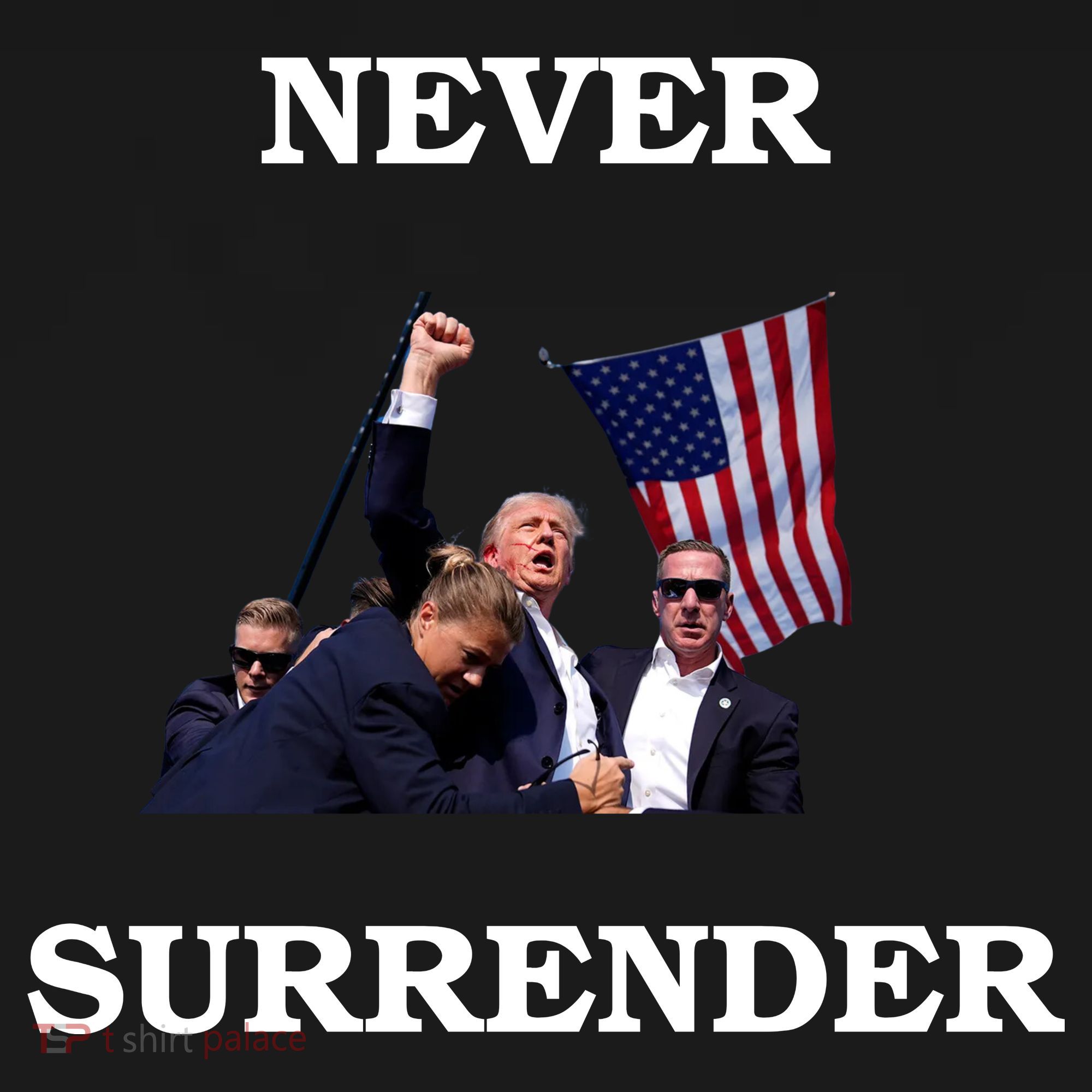 Trump Fist Bump In Air Never Surrender 2024 Women's Hoodie