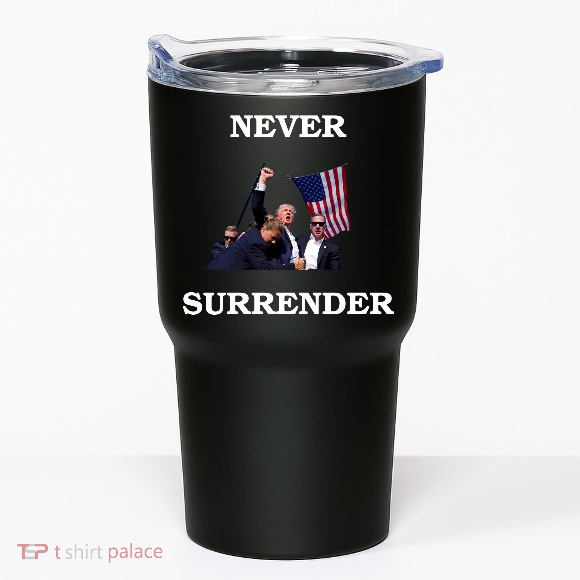 Trump Fist Bump In Air Never Surrender 2024 Tumbler