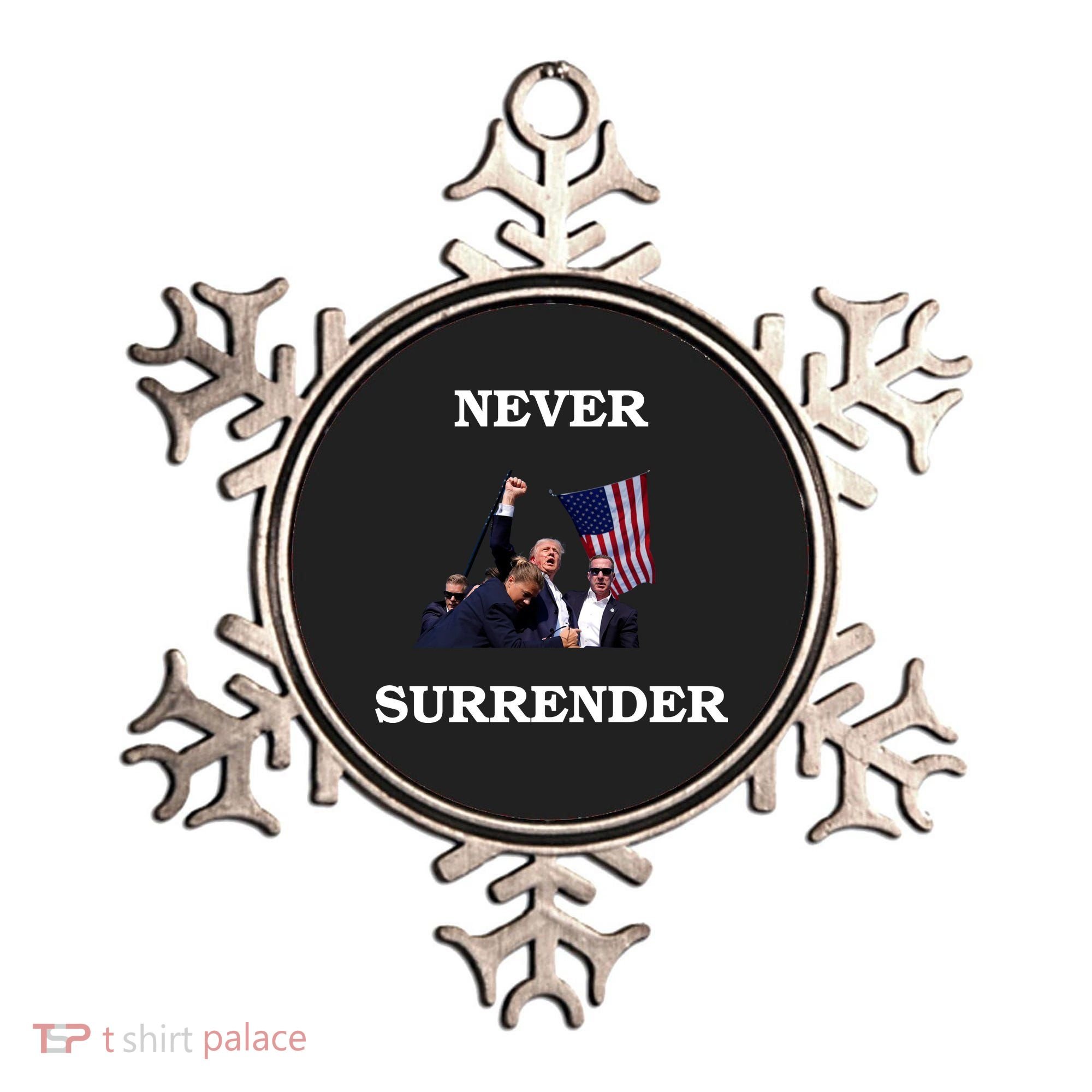 Trump Fist Bump In Air Never Surrender 2024 Ornament