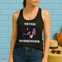 Trump Fist Bump In Air Never Surrender 2024 Women's Tank Top thumb 2