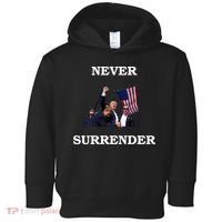 Trump Fist Bump In Air Never Surrender 2024 Toddler Hoodie thumb 0