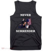 Trump Fist Bump In Air Never Surrender 2024 Tank Top thumb 0
