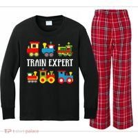Trains Funny Boy Train Expert Kids Long Sleeve Plaid Pajama Set thumb 0