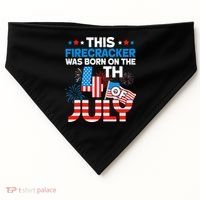 This Firecracker Born On 4th Of July Patriotic Birthday USA-Made Doggie Bandana thumb 0