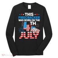 This Firecracker Born On 4th Of July Patriotic Birthday Long Sleeve Shirt thumb 0