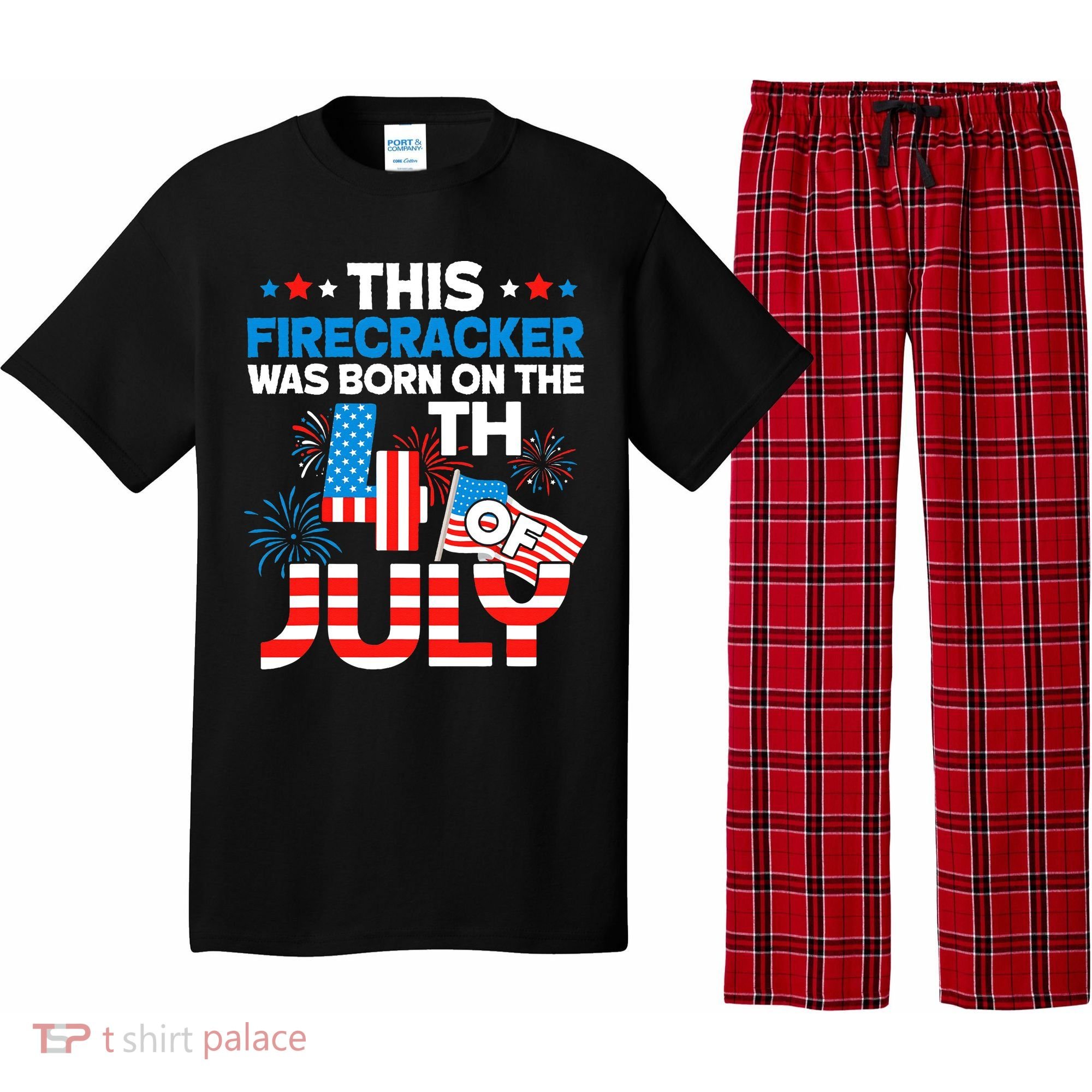 This Firecracker Born On 4th Of July Patriotic Birthday Pajama Set