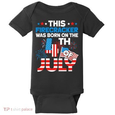 This Firecracker Born On 4th Of July Patriotic Birthday Baby Bodysuit