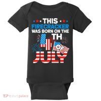 This Firecracker Born On 4th Of July Patriotic Birthday Baby Bodysuit thumb 0