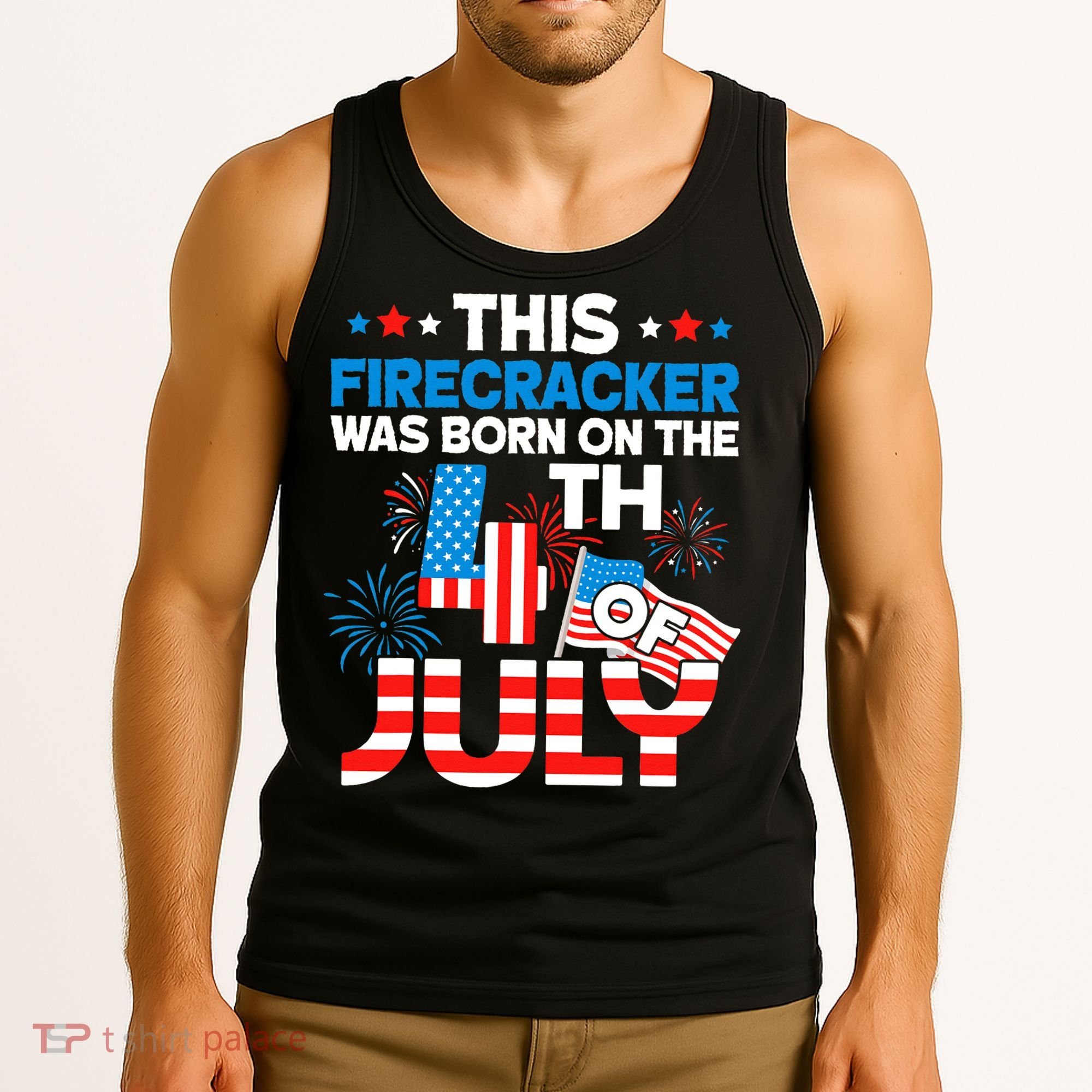 This Firecracker Born On 4th Of July Patriotic Birthday Tank Top