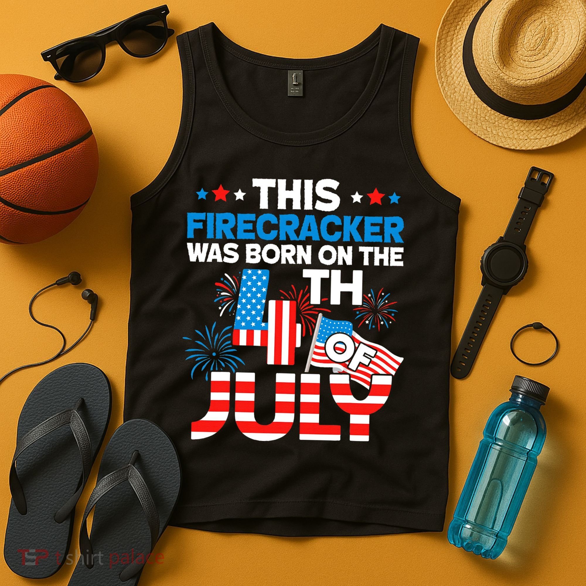 This Firecracker Born On 4th Of July Patriotic Birthday Tank Top