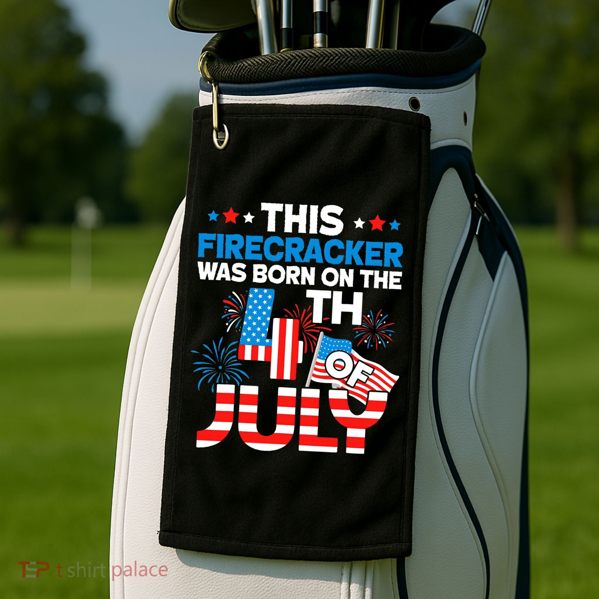 This Firecracker Born On 4th Of July Patriotic Birthday Golf Towel