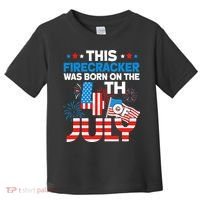 This Firecracker Born On 4th Of July Patriotic Birthday Toddler T-Shirt thumb 0