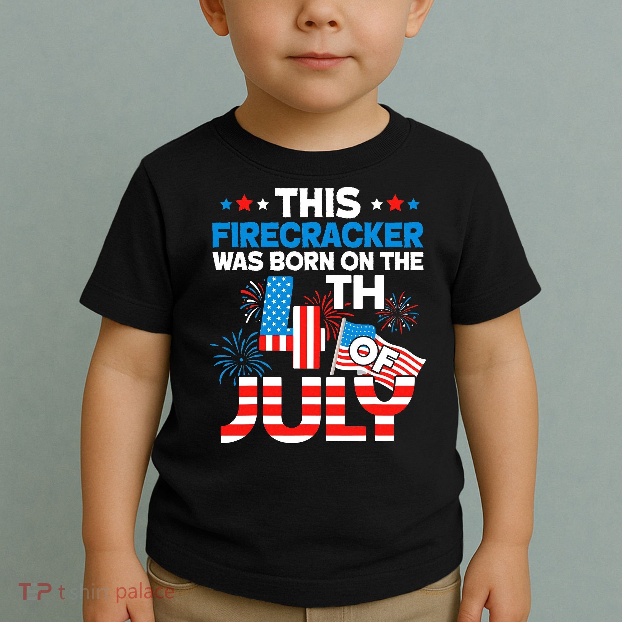 This Firecracker Born On 4th Of July Patriotic Birthday Toddler T-Shirt