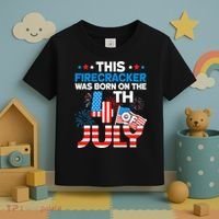 This Firecracker Born On 4th Of July Patriotic Birthday Toddler T-Shirt thumb 3