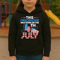 This Firecracker Born On 4th Of July Patriotic Birthday Kids Hoodie thumb 3