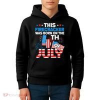 This Firecracker Born On 4th Of July Patriotic Birthday Kids Hoodie thumb 4