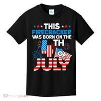 This Firecracker Born On 4th Of July Patriotic Birthday Kids T-Shirt thumb 0