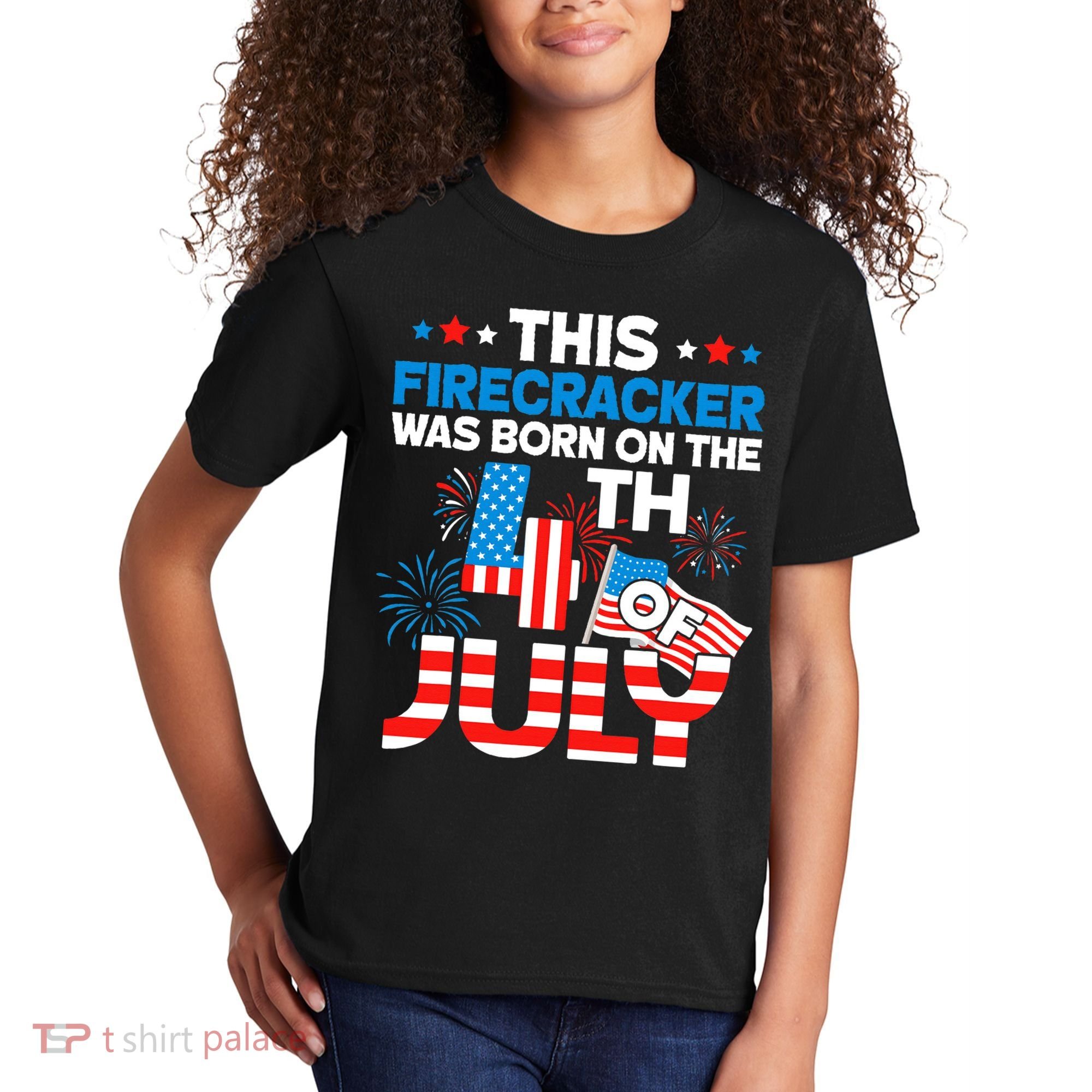 This Firecracker Born On 4th Of July Patriotic Birthday Kids T-Shirt
