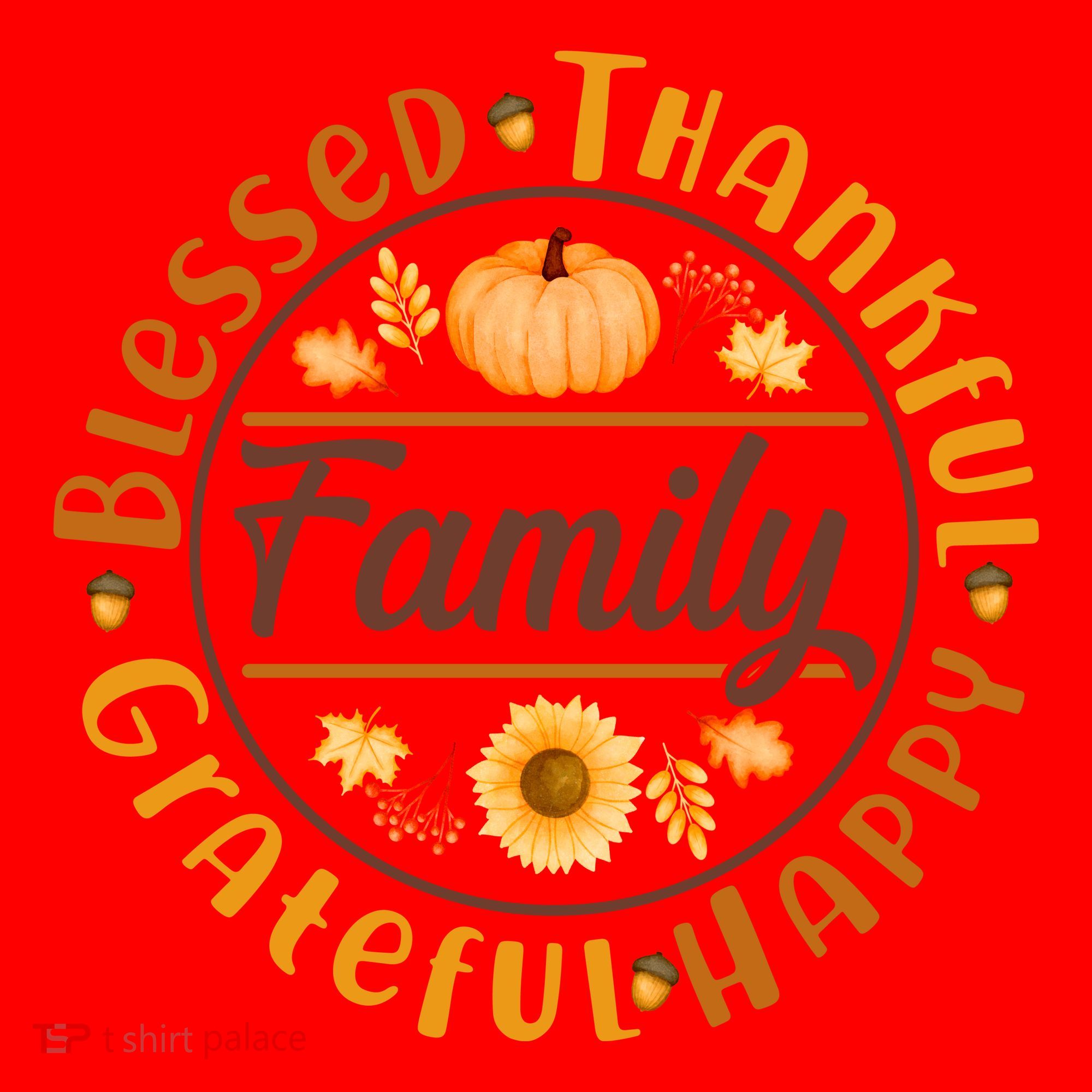 Thanksgiving Family Blessed Thankful Grateful Happy Emblem Santa Hat