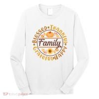 Thanksgiving Family Blessed Thankful Grateful Happy Emblem Long Sleeve Shirt thumb 0