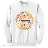 Thanksgiving Family Blessed Thankful Grateful Happy Emblem Sweatshirt thumb 0